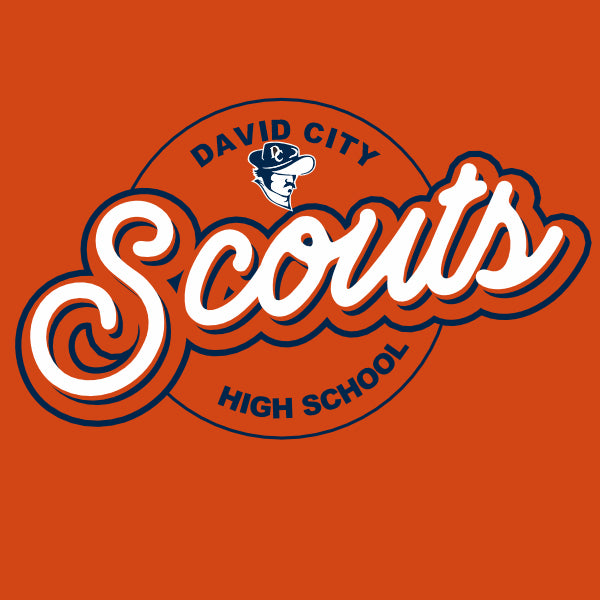 Circular badge scout mascot school spiritwear design template for custom apparel