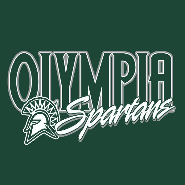Script logo spartan mascot school spiritwear design template for fan apparel