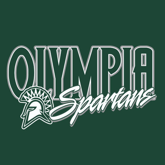 Script logo spartan mascot school spiritwear design template for fan apparel
