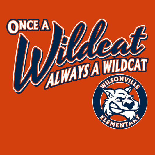 Script slogan wildcat mascot school spiritwear design template for school apparel